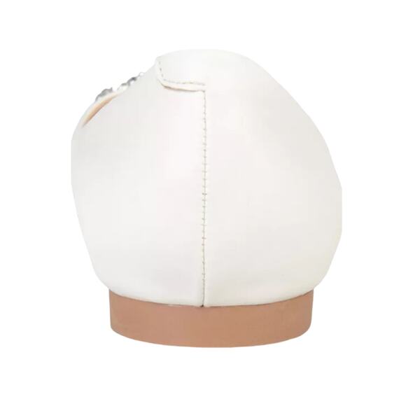 Journee Women's Faux Leather Pointed Toe Jeweled Ballet Flats Ivory Size 8 - Picture 3 of 4